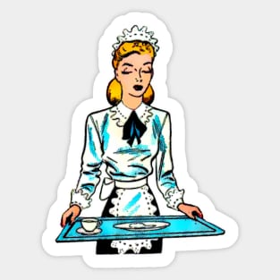 Waitress in uniform serving lunch Sticker